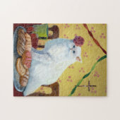 Mexicaanse folk geïnspireerde witte kat legpuzzel (Horizontaal)