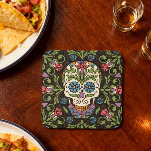 Mexicaanse Folk Mariposa Sugar Skull Kartonnen Onderzetters