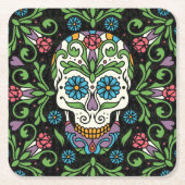 Mexicaanse Folk Mariposa Sugar Skull Kartonnen Onderzetters (Voorkant)