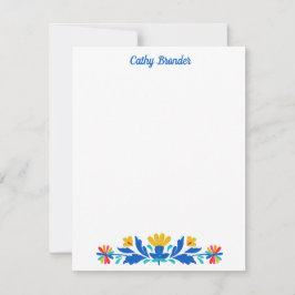 Mexicaanse Folk Patroon Floral Gepersonaliseerde n Notitiekaartje