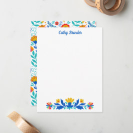 Mexicaanse Folk Patroon Floral Gepersonaliseerde n Notitiekaartje