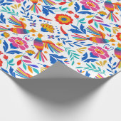Mexicaanse Folk Pattern Bird Floral Wrapping Paper Cadeaupapier (Hoek)