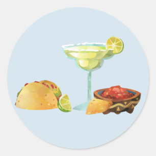 Mexicaanse Food Chip Margarita Taco Salsa Ronde Sticker