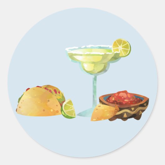 Mexicaanse Food Chip Margarita Taco Salsa Ronde Sticker (Voorkant)