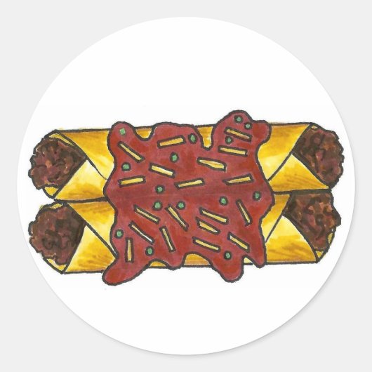 Mexicaanse Food Enchiladas Black Bean Enchilada Ronde Sticker (Voorkant)