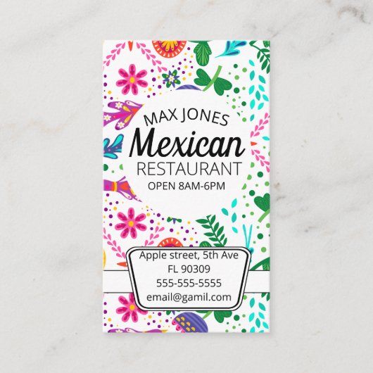 Mexicaanse Food & Fruit Deli markt Visitekaartje (Voorkant)