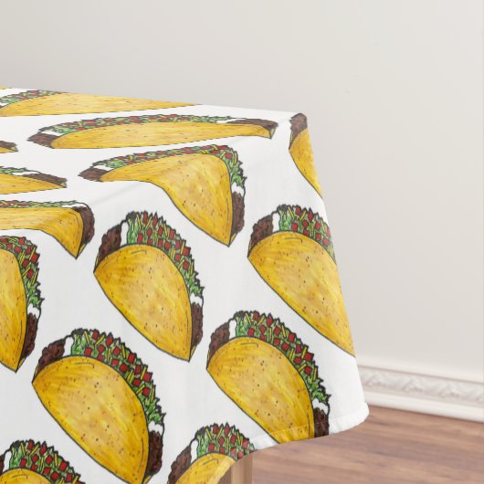 Mexicaanse Food Hard Shell Taco Tacos Print Decor Tafelkleed (Voorbeeld)