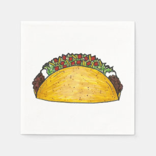 Mexicaanse Food Hard Shell Taco Tacos Print Napkin Servetten