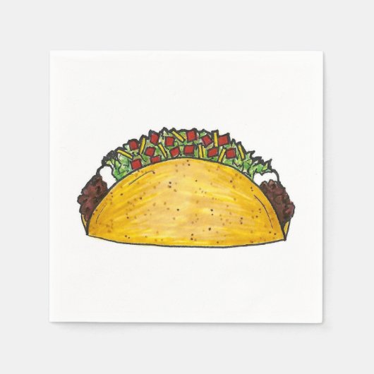 Mexicaanse Food Hard Shell Taco Tacos Print Napkin Servetten (Voorkant)