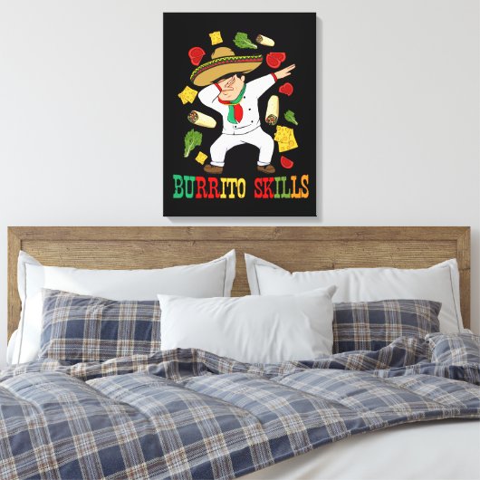 Mexicaanse Food Lover Mannen Burrito Chef Gift Bur Canvas Afdruk (Insitu (Slaapkamer))