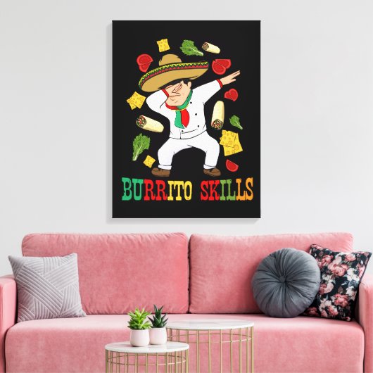 Mexicaanse Food Lover Mannen Burrito Chef Gift Bur Canvas Afdruk (Insitu (Woonkamer))