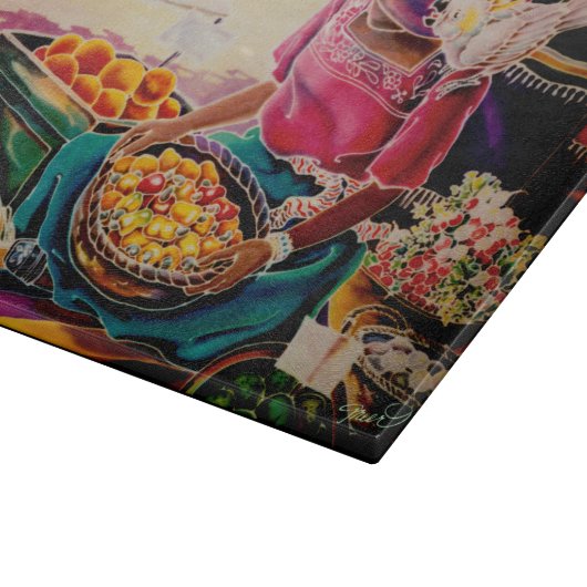 Mexicaanse fruitmarktdame snijplank (Hoek)