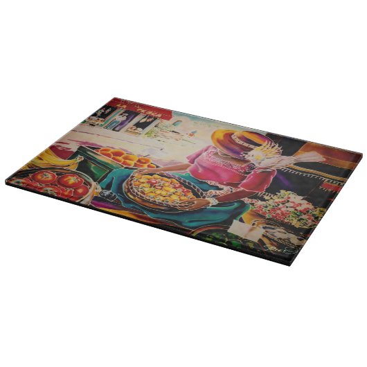 Mexicaanse fruitmarktdame snijplank (Hoek)