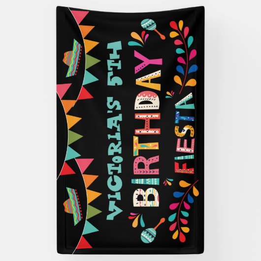 Mexicaanse gebarentaal Fiesta Birthday Party Spandoek (Verticaal)