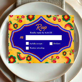 Mexicaanse gele bruiloft RSVP kaartje