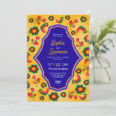 Mexicaanse gele huwelijksuitnodiging kaart (Staand voorkant)