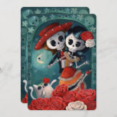 Mexicaanse geliefden De Dag van de Doden Uitnodigi Kaart (Voorkant / Achterkant)