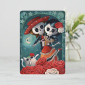 Mexicaanse geliefden De Dag van de Doden Uitnodigi Kaart (Staand voorkant)