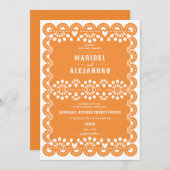 Mexicaanse geschulpte papel picado bloemenboho bru kaart (Voorkant / Achterkant)