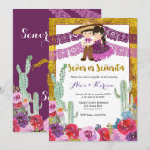 Mexicaanse Geslacht Onthult Paarse Cactus Bloemen Kaart (Voorkant / Achterkant)