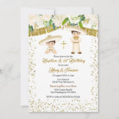 Mexicaanse Gouden Charro Jongens Doop en Verjaarda Kaart (Voorkant)