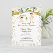 Mexicaanse Gouden Charro Jongens Doop en Verjaarda Kaart (Staand voorkant)