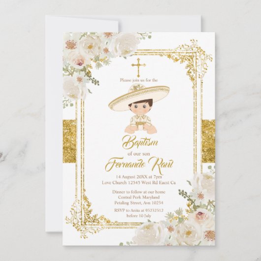 Mexicaanse gouden Fiesta Boy doop doop doop Kaart (Voorkant)