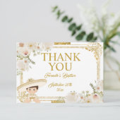 Mexicaanse Gouden Fiesta Jongensdoop Dank u Bedankkaart (Staand voorkant)