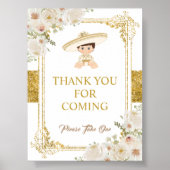 Mexicaanse Gouden Fiesta Jongensdoop Dank u Poster (Voorkant)