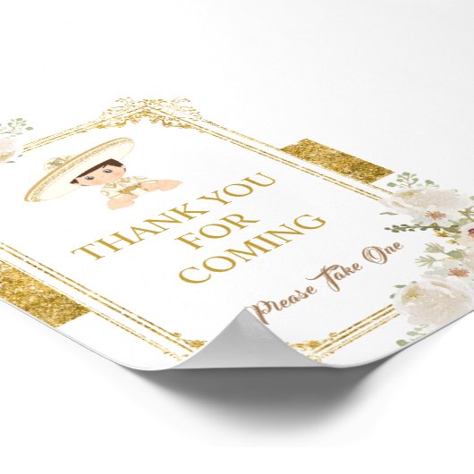 Mexicaanse Gouden Fiesta Jongensdoop Dank u Poster (Hoek)