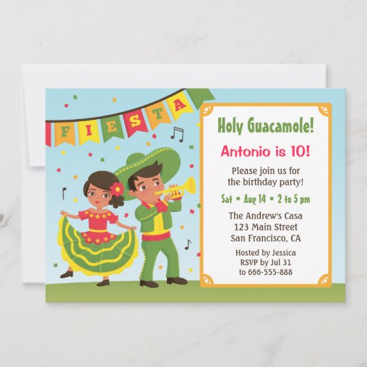 Mexicaanse griep Fiesta hispanic Kids Birthday Par Kaart (Voorkant)