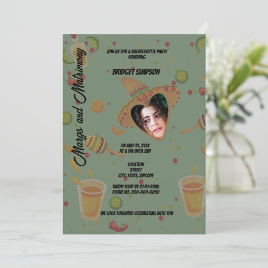 Mexicaanse groene margs & huwelijk Bachelorette fo Kaart (Staand voorkant)