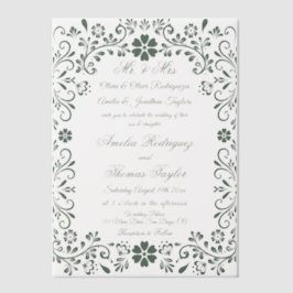 Mexicaanse groene Talavera bruiloft Vellum Uitnodigingen