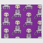 Mexicaanse Halloween kat skelet folklore Cadeaupapier (Vlak)