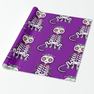 Mexicaanse Halloween kat skelet folklore Cadeaupapier