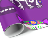 Mexicaanse Halloween kat skelet folklore Cadeaupapier (Rol Hoek)