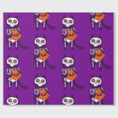 Mexicaanse Halloween kat skelet pompoen Cadeaupapier (Vlak)