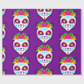 Mexicaanse Halloween kat suiker schedel Cadeaupapier (Vlak)
