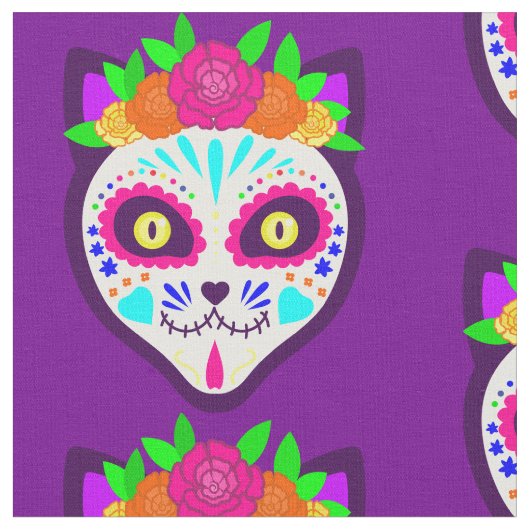 Mexicaanse Halloween kat suiker schedel Stof (Close Up)