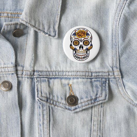 Mexicaanse Halloween Mask Pin Button (In situ)
