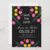 Mexicaanse hand tekende Floral Black roze sparen d Kaart (Voorkant)