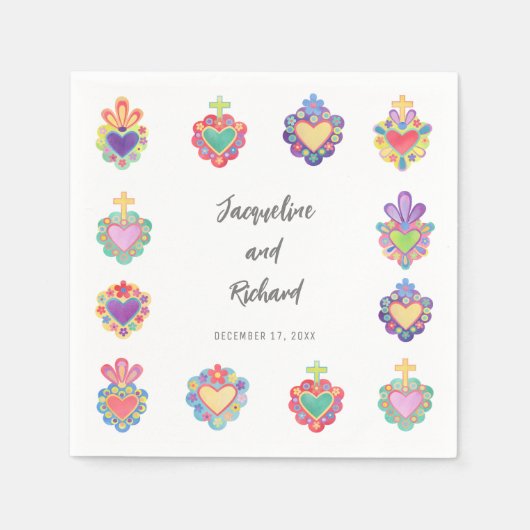 Mexicaanse hart bruiloft uitnodiging servet (Voorkant)