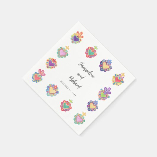 Mexicaanse hart bruiloft uitnodiging servet (Hoek)