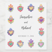 Mexicaanse hart bruiloft uitnodiging wijn etiket (Enkel label)