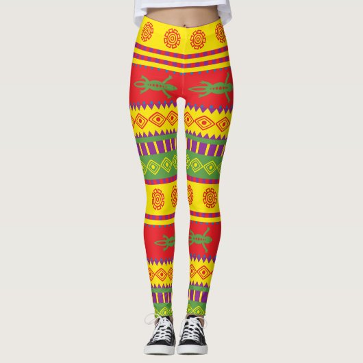 Mexicaanse hazard Pattern Leggings (Voorkant)