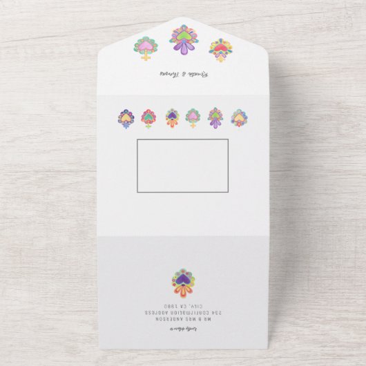 Mexicaanse heilige harten Alles in een bruiloft ui All In One Uitnodiging (Buitenkant)