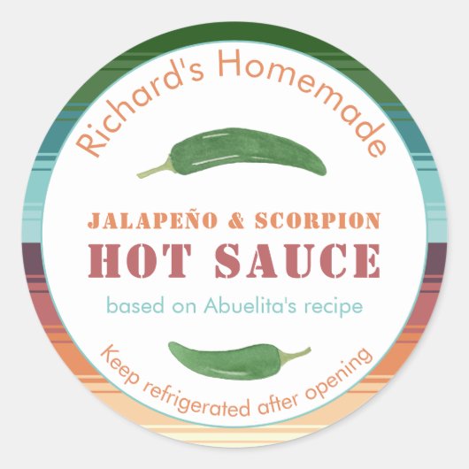 Mexicaanse hete saus of kruidige salsa jalapeno et ronde sticker (Voorkant)