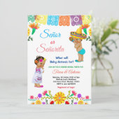 Mexicaanse Hij of zij maakt Baby shower bekend Kaart (Staand voorkant)