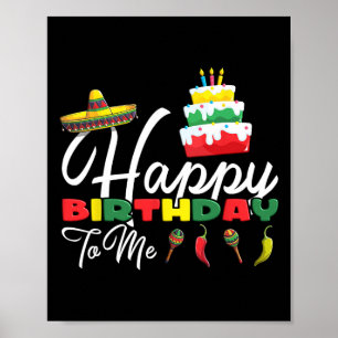 Mexicaanse Holliday Sombrero Cute Cake Happy Birth Poster