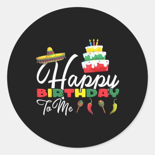 Mexicaanse Holliday Sombrero Cute Cake Happy Birth Ronde Sticker (Voorkant)